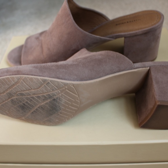 Suede Peep Toe Heel Slip On Mules Chunky Suede Shoes Size 10 - Picture 6 of 8